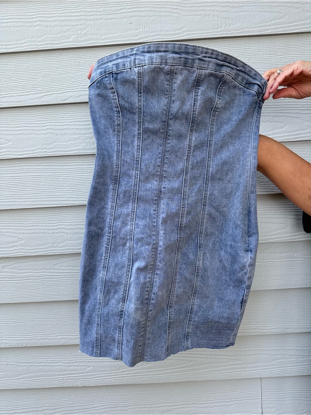 Princess Polly Strapless Washed Denim strapless mini dress - Gray Blue